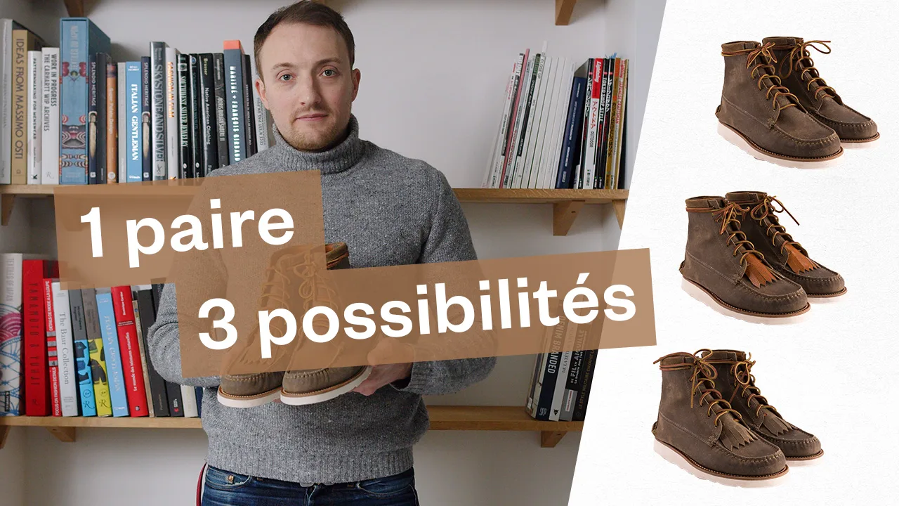 Vignette vidéo : les boots présentées à la main, déclinées trois fois.