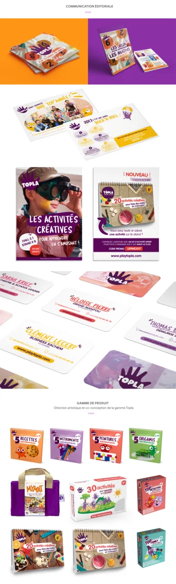 Communication éditoriale : cartes de vœux, flyers, cartes de visite et gamme complète.